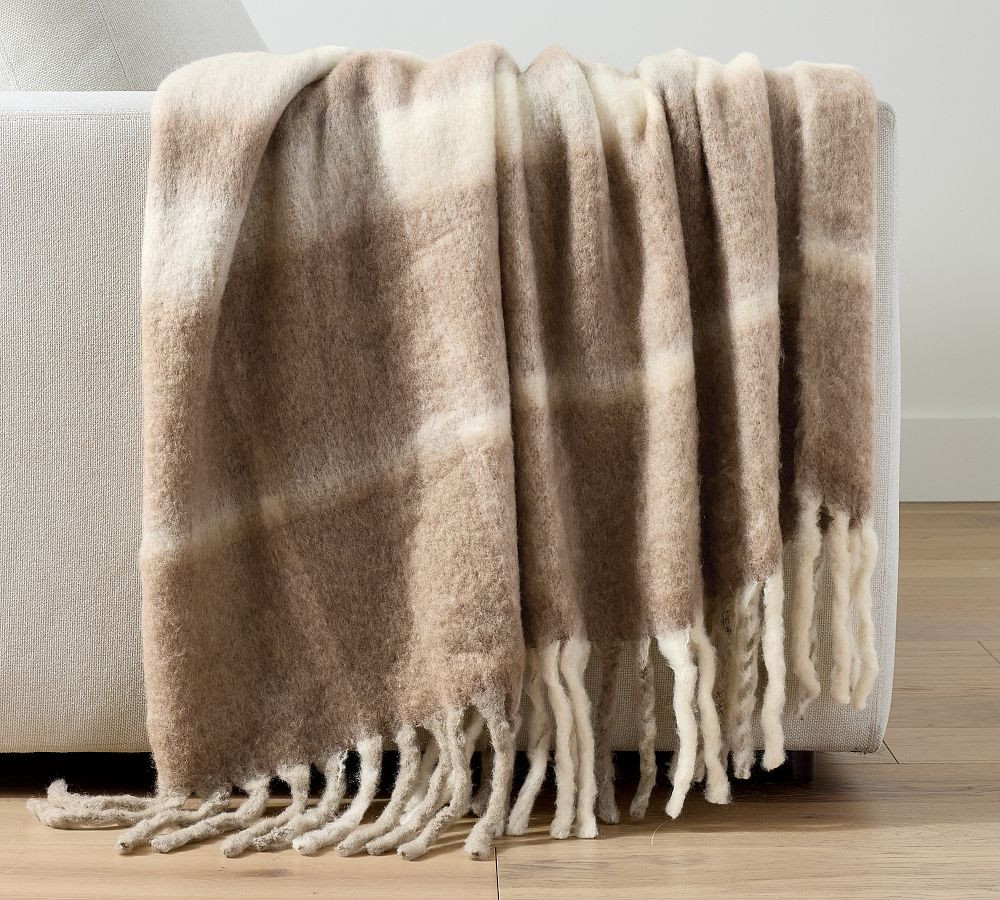 Duluth Checked Faux Mohair Throw | Pottery Barn (US)