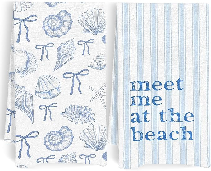 Coastal Bathroom Accessories Hand Towel,Summer Beach Coquette Bows Kitchen Towels, Vintage Summer... | Amazon (US)