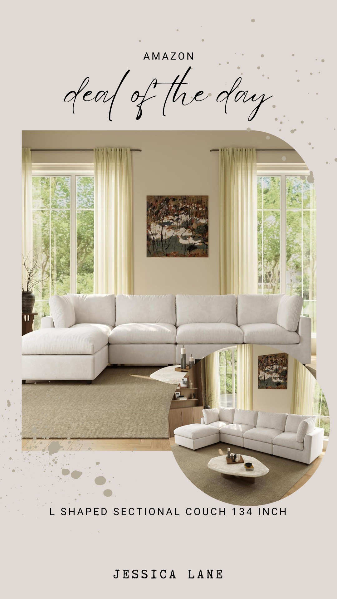 This 134-inch L-shaped sectional provides expansive seating and a clean profile for the ultimate cozy living room foundation. It is the perfect blend of comfort and modern style for large spaces.#livingroomgoals #sectionalsofa #interiordesign #homestyling #cozyhome

#LTKSaleAlert #LTKHome