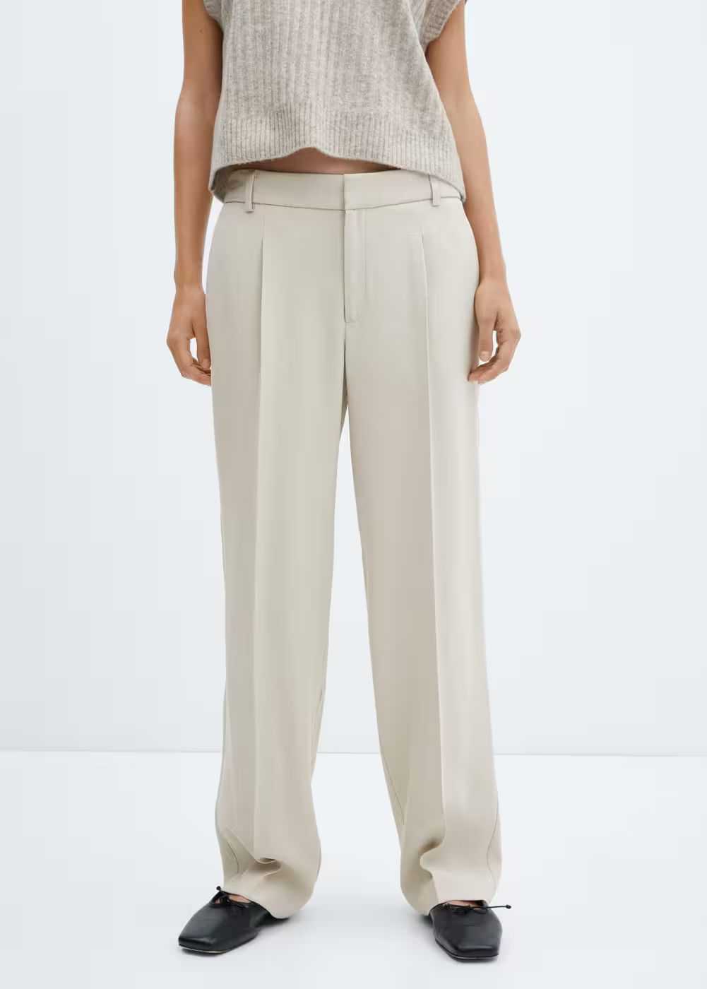 Pleat straight trousers -  Women | Mango USA | MANGO (US)