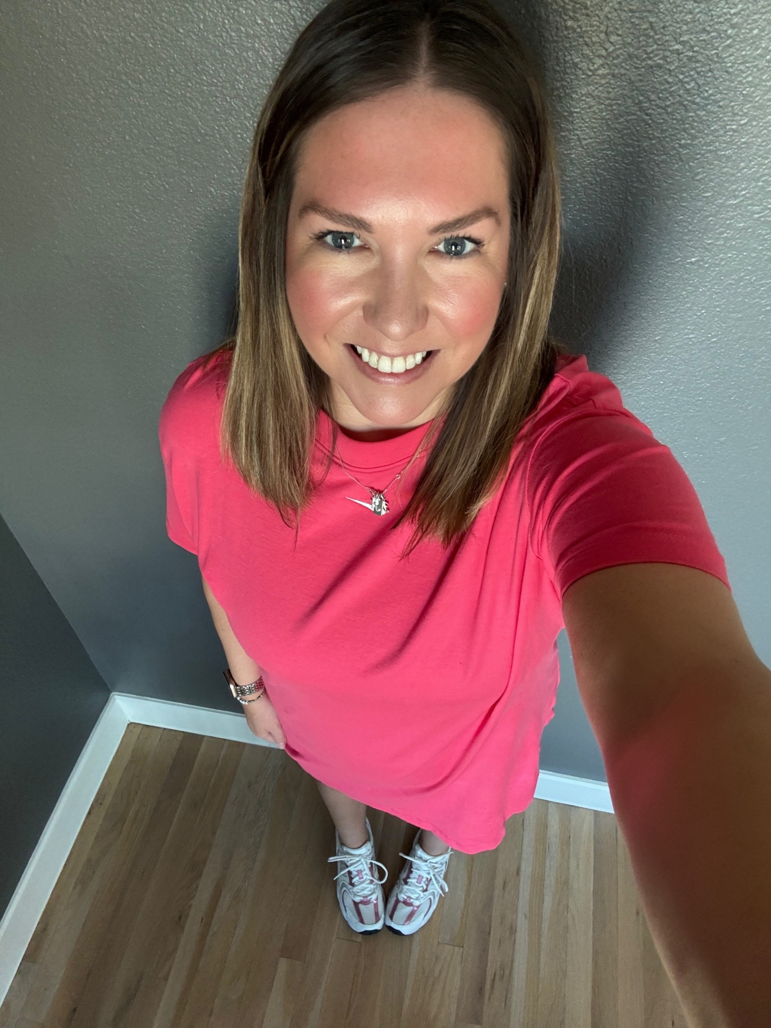 Devin & I headed out to a super causal dinner so a T-shirt dress and sneakers felt perfect. I wanted out of my usual gym attire but don’t want to get fully ready. I love athletic style dresses for this reason. I paired it with my cute pink sneakers. Easy, functional, comfortable without being sloppy or messy  

#LTKActive #LTKMidsize #LTKootd