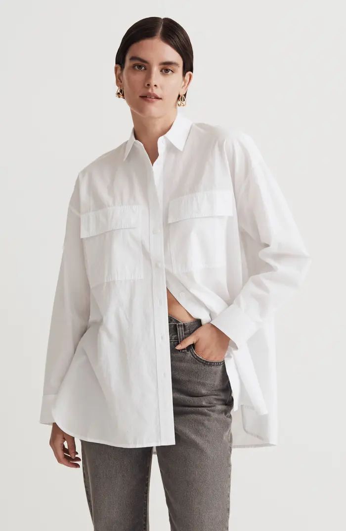 The Signature Poplin Oversize Button-Up Shirt | White Oversized Shirt | Work Wear Style | Nordstrom