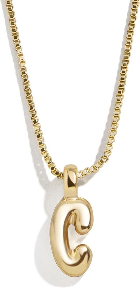 BaubleBar Gwen Mini Bubble Initial Necklace - Gold-Plated Bubble Letter Pendant, 17 Inch Chain wi... | Amazon (US)