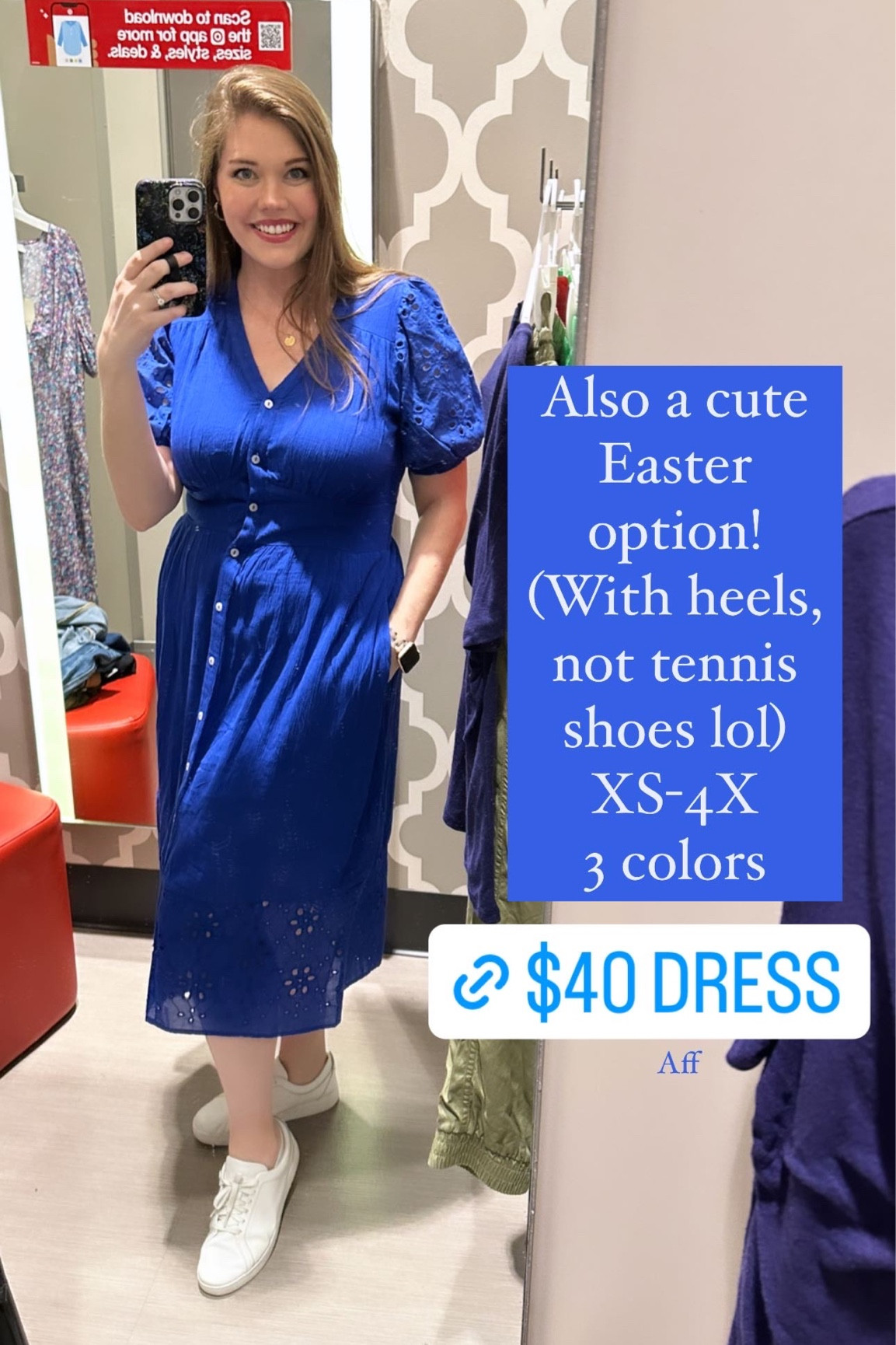 This cobalt blue dress is so flattering and perfect for spring and Easter! It's only $40, all of the buttons are functional, and I'm wearing a large. Also comes in 2 other colors, XS-4X

Spring dress, Easter dress, nursing friendly dress, button down dress, flattering dress, modest dress, church dress, midi dress, target dress, eyelet dress, target finds, Easter dress under $50

#LTKunder50 #LTKcurves #LTKstyletip