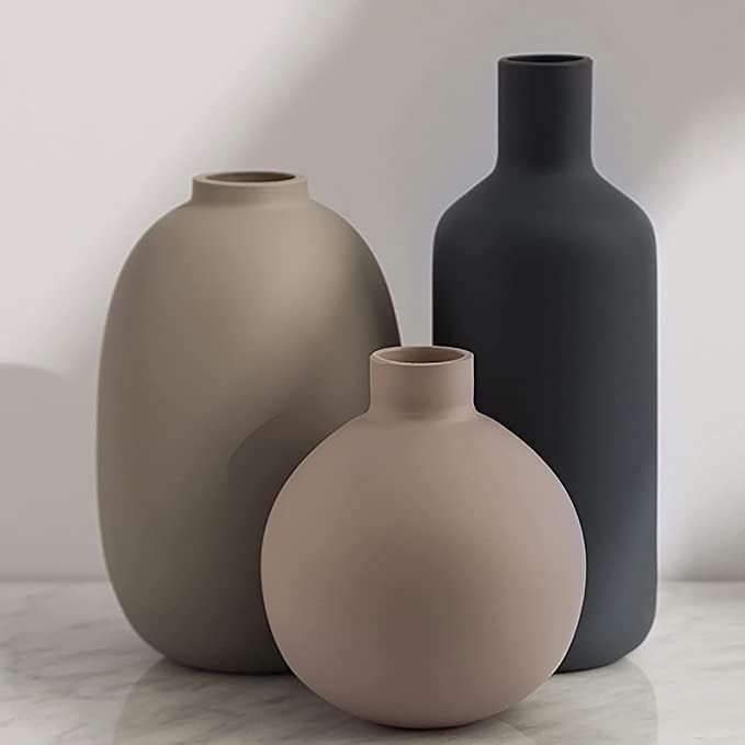 Smiletag Ceramic Modern Farmhouse Vase , Neutral Small for Table, Living Room, Shelf, Bookshelf a... | Amazon (US)