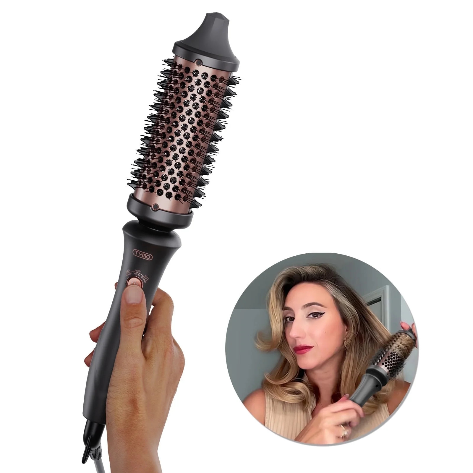 TYMO STYLUX Thermal Brush, 3-in-1 Heated Round Brush for Blowouts, Straightening & Curling, 1.7-i... | Walmart (US)