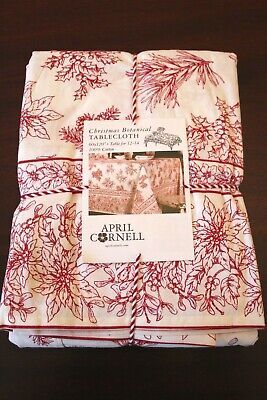 april cornell christmas botanical tablecloth 60x120 nip red & white | eBay US