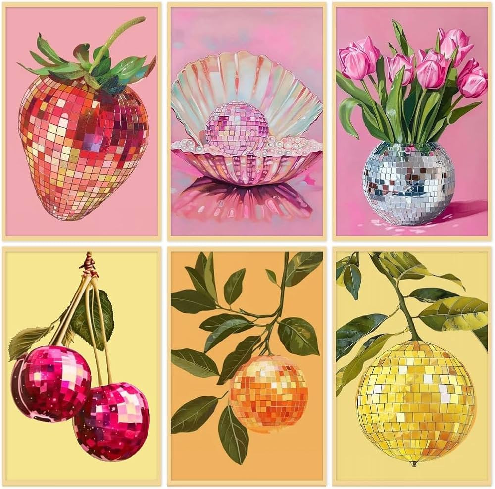 6P Disco Ball Paint by Numbers Kit for Adults, DIY Fruit Adult's Paint by Numbers on Canvas, Easy... | Amazon (US)