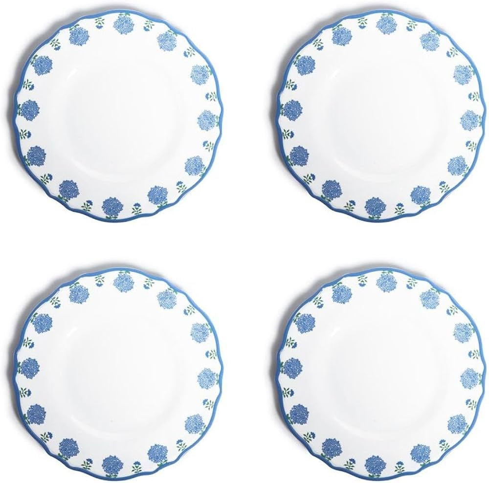 Two's Company Unbreakable Melamine Hydrangea Dinner Plate Set of 4 - Reusable Plastic Dinnerware | Amazon (US)