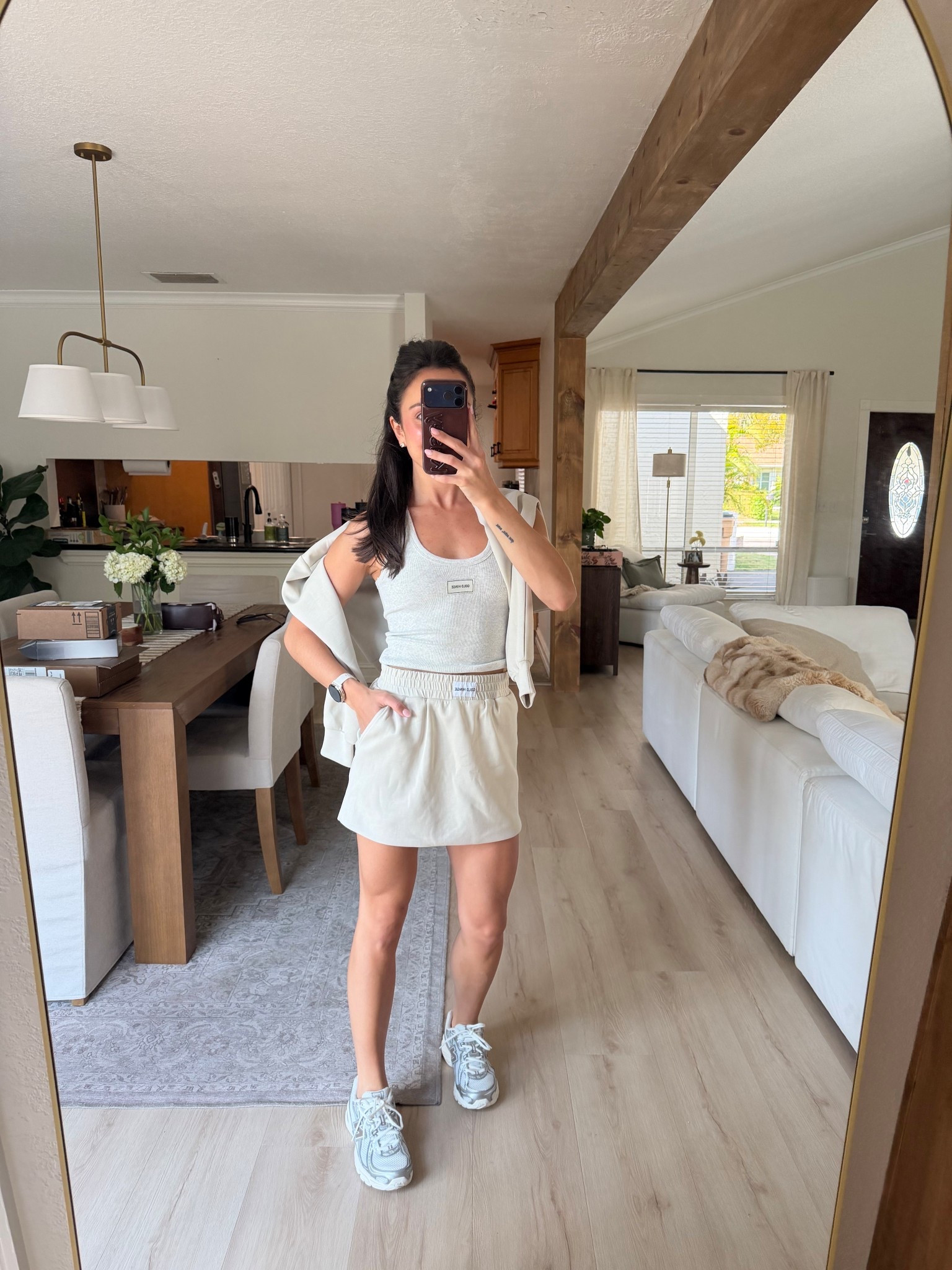 Cutest matching set with skort and quarter zip from @goldhinge luxe soft line for a casual travel ootd! 

#LTKSeasonal #LTKTravel #LTKootd