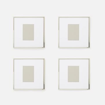 Gallery Frame, Polished Nickel, Set of 4, 5"" x 7"" (12"" x 12"" without mat) | West Elm (US)