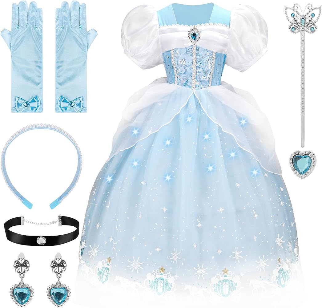 Cinderella Princess Dresses for Girls Halloween Carnival Costume for Little Girls Toddler Outfit ... | Amazon (US)