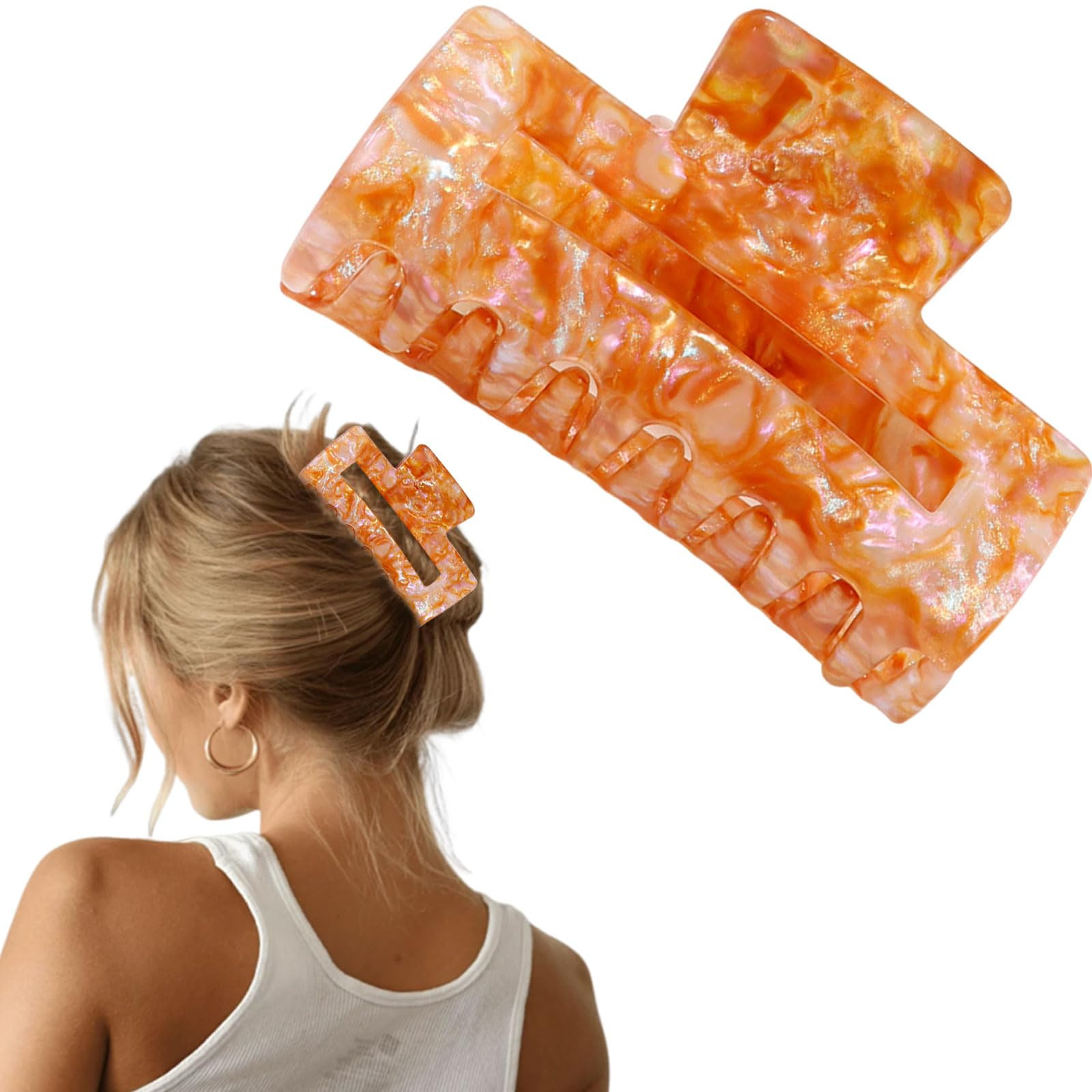 Orange Hair Clips for Women Fall Hair Claw Clips Water Wave Barrette Jaw Clamp Glitter Girl Hair Accessories for Fall Birthday Festival Gift Party Supplies (orange) | Amazon (US)