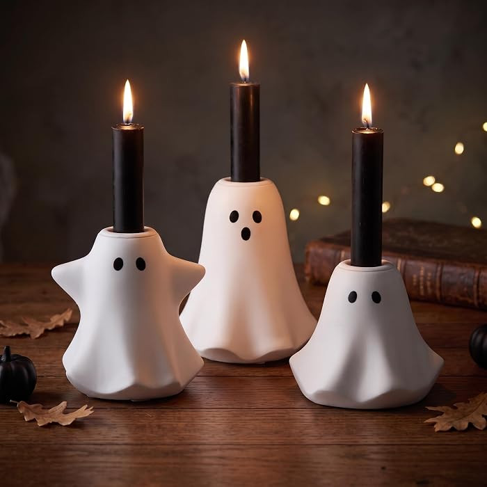 Halloween Ghost Taper Candle Holder, Spooky Halloween Candlestick Holders | Amazon (US)