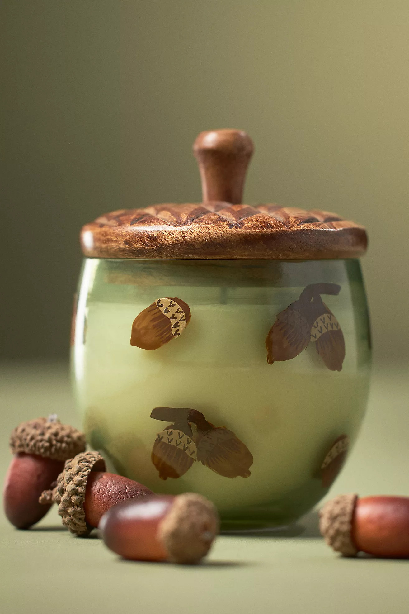 Gourmand Sweet Maple & Chai Handpainted Acorn Glass Candle | Anthropologie (US)