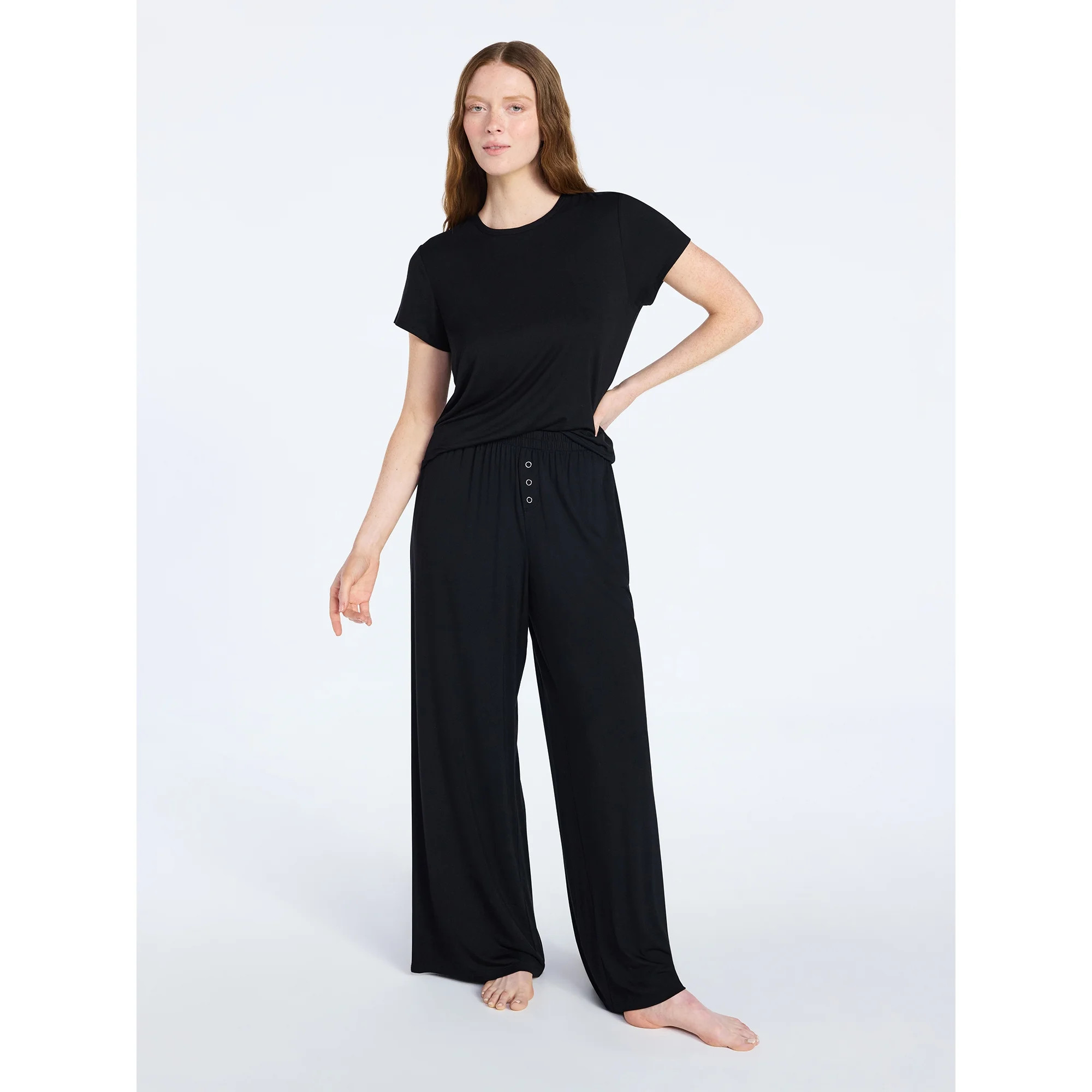 Joyspun Women’s Scoop Neck Sleepwear Modal Tee with Short Sleeves, Sizes S-3X - Walmart.com | Walmart (US)