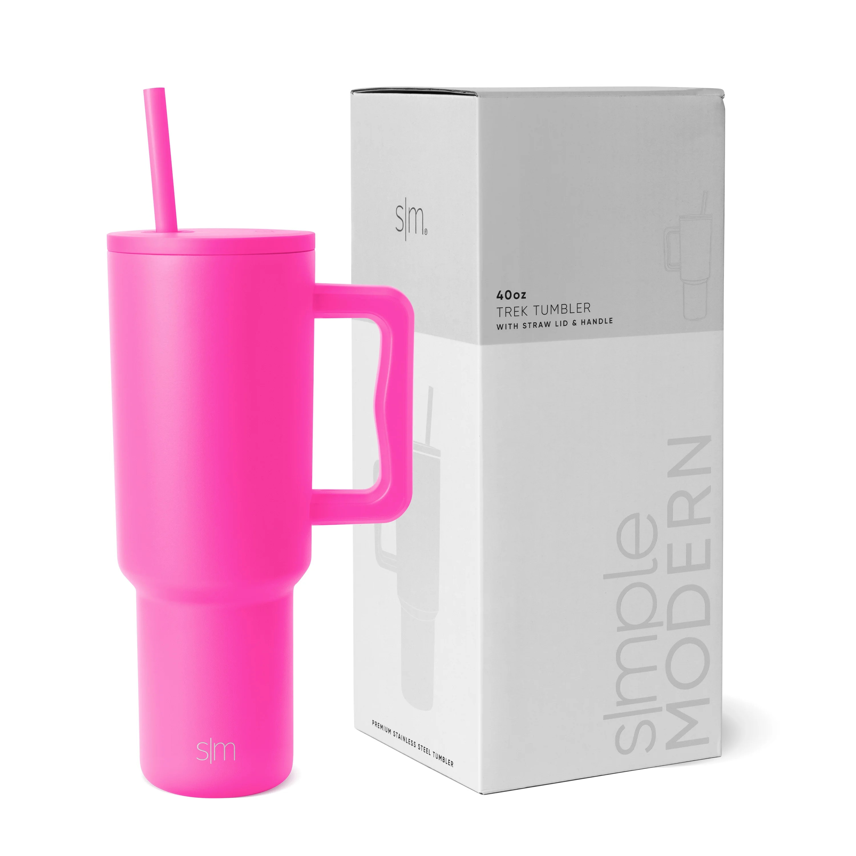 Simple Modern 40 fl oz Insulated Stainless Steel Trek Tumbler with Straw Lid | Raspberry Vibes | Walmart (US)