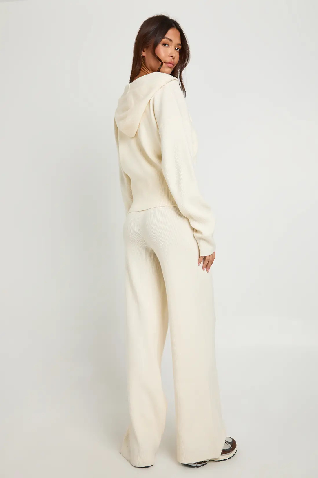 Super Soft Rib Knitted Zip Through Hoody and Trouser Co-Ord | Boohoo.com (UK & IE)