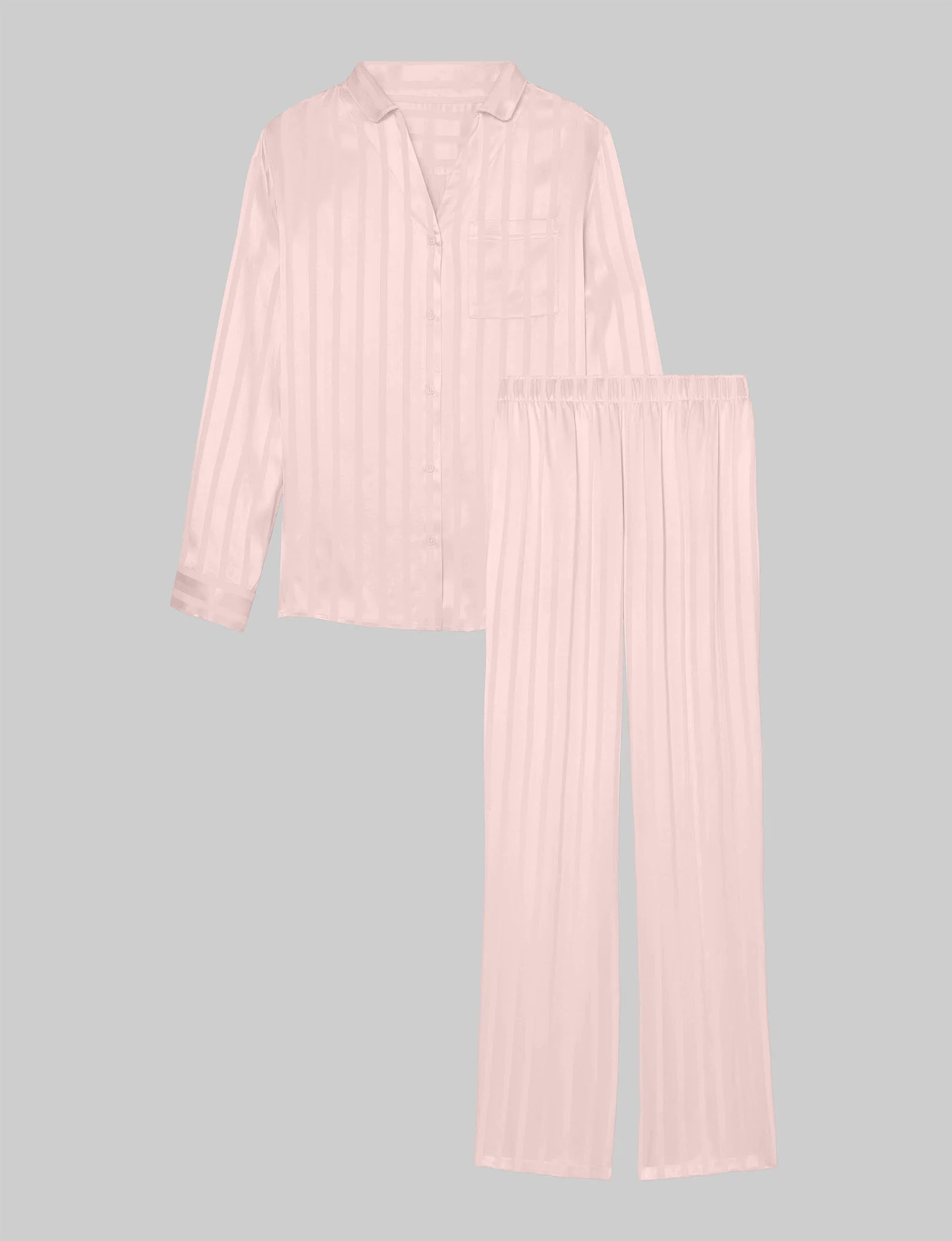 Women's Satin Jacquard Long Sleeve Pajama Top & Pant Set | Tommy John
