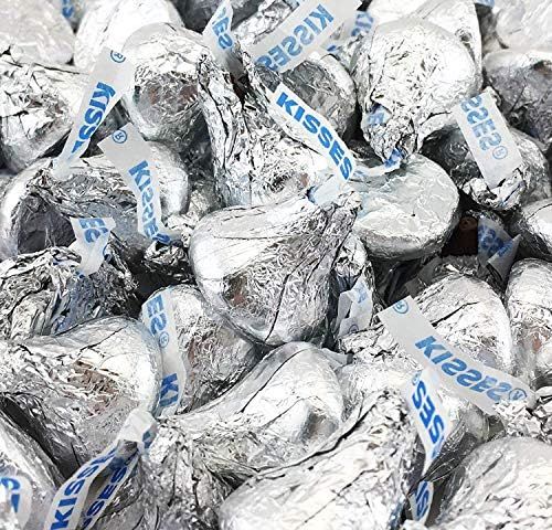 LaetaFood HERSHEY'S KISSES Milk Chocolate Silver Foil Wrap Candy (1 Pound Bag) | Amazon (US)