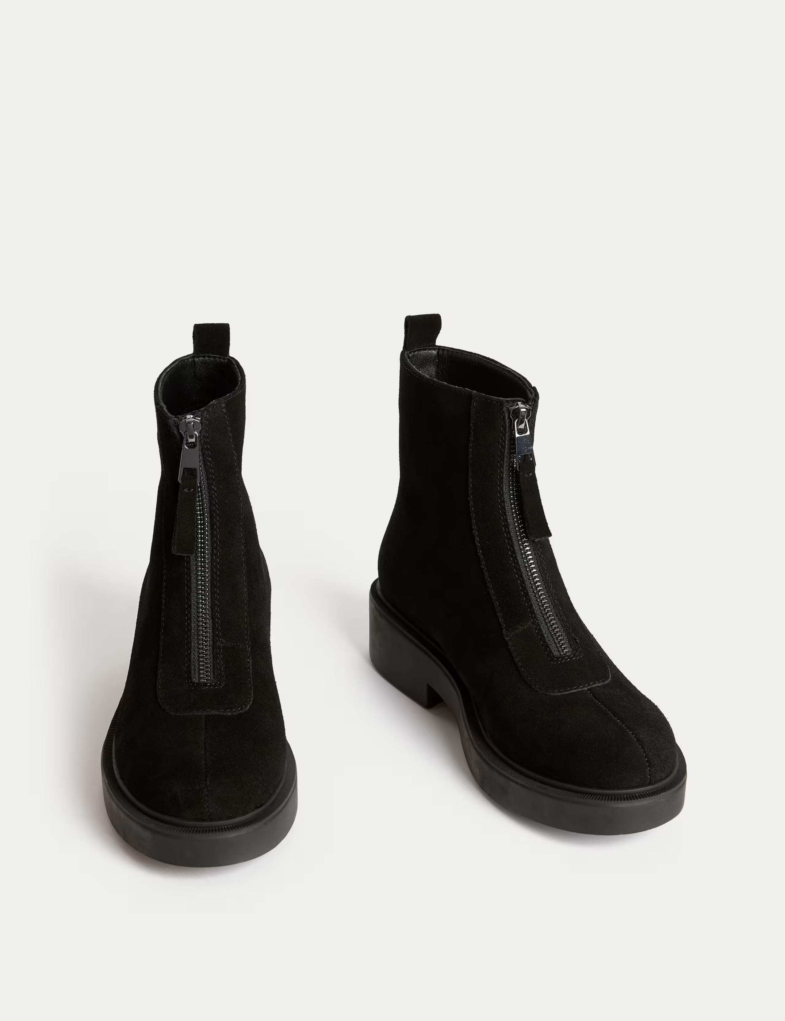 Suede Front Zip Block Heel Ankle Boots | M&S Collection at M&S | Marks & Spencer (UK)