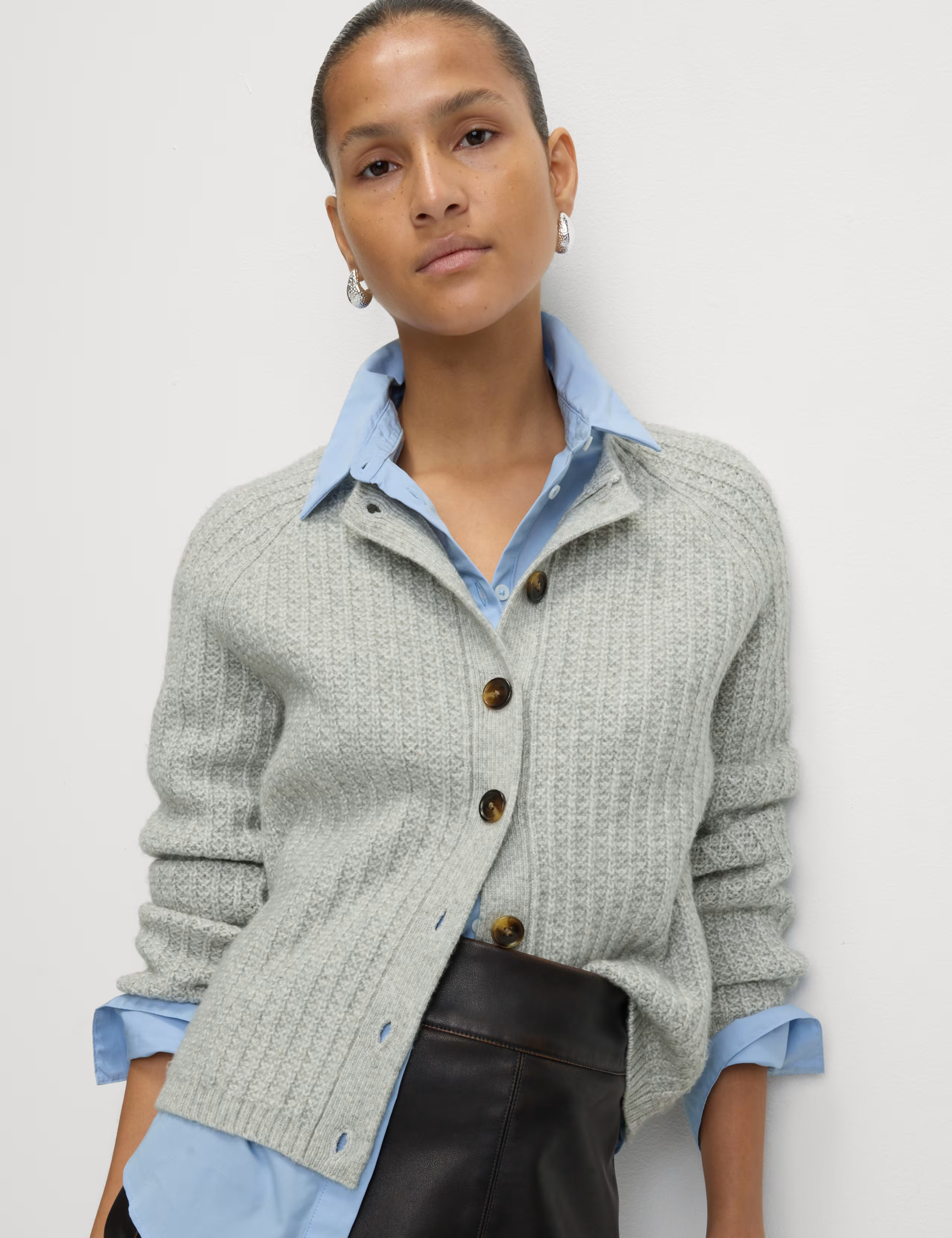 Cloud-Yarn Textured Crew Neck Cardigan | Marks & Spencer (UK)