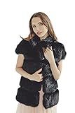 Rabbit Fur Vest for Women Real Fur Sleeveless Jacket for Girls (Black) | Amazon (US)