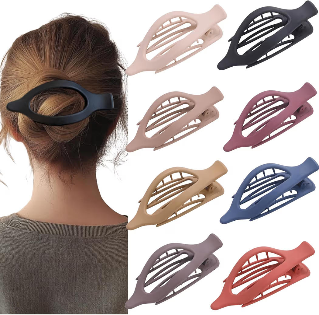 8 Pack Flat Hair Clips for Women,Matte No Crease Flat Claw Clips, Large Strong Hold Barrettes for... | Amazon (US)
