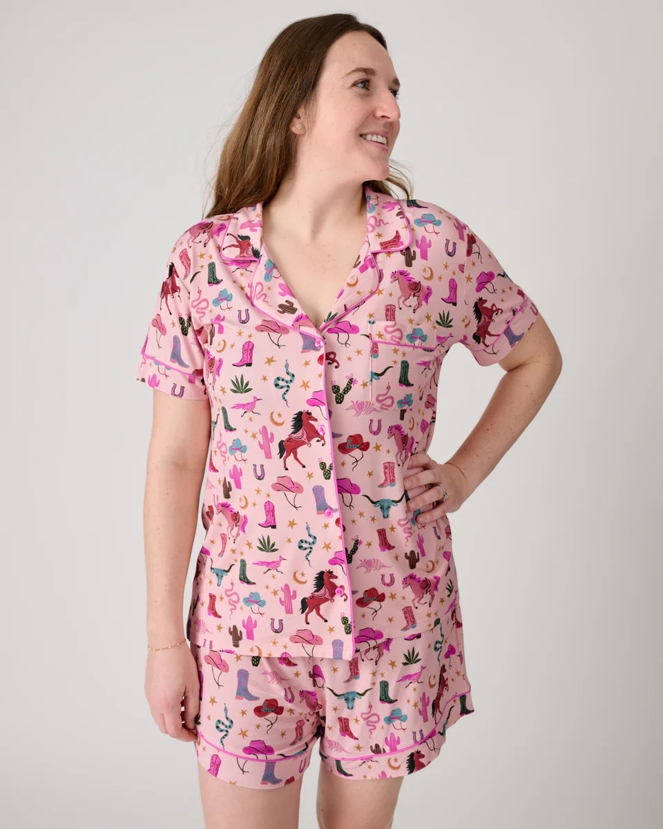 Pink Rancher Roundup Women's Short Sleeve & Shorts Pajama Set | Little Sleepies