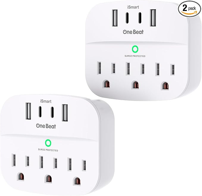 One Beat 2 Pack Multi Plug Outlet Splitter with USB,Surge Protector Outlet Extender with 3 Wall O... | Amazon (US)