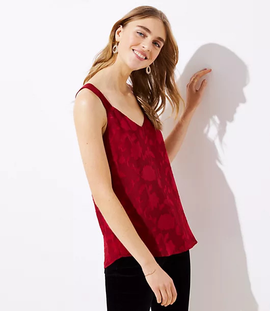 LOFT Floral Jacquard V-Neck Cami | LOFT