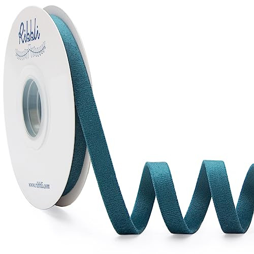 Ribbli Slate Blue Velvet Ribbon Double Faced 3/8 Inch 10-Yard Spool Dark Dusty Blue Ribbon Use for C | Amazon (US)