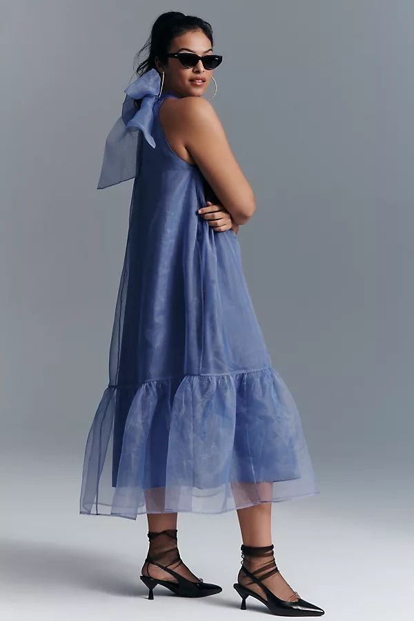 Maeve Tulle Halter Dress By Maeve in Blue Size M | Anthropologie (US)