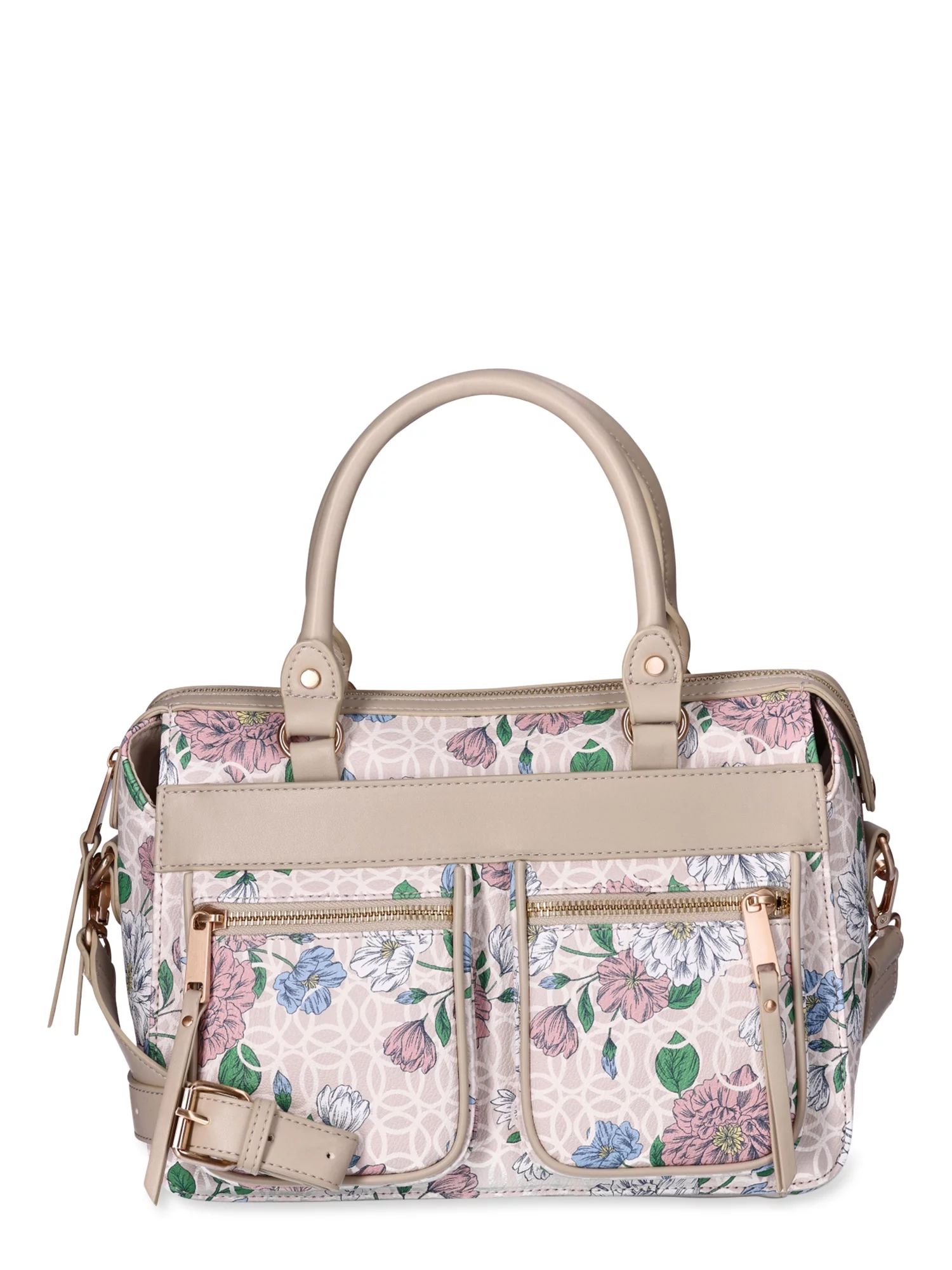 Time and Tru Women's Beckett Satchel Handbag, Floral Print | Walmart (US)