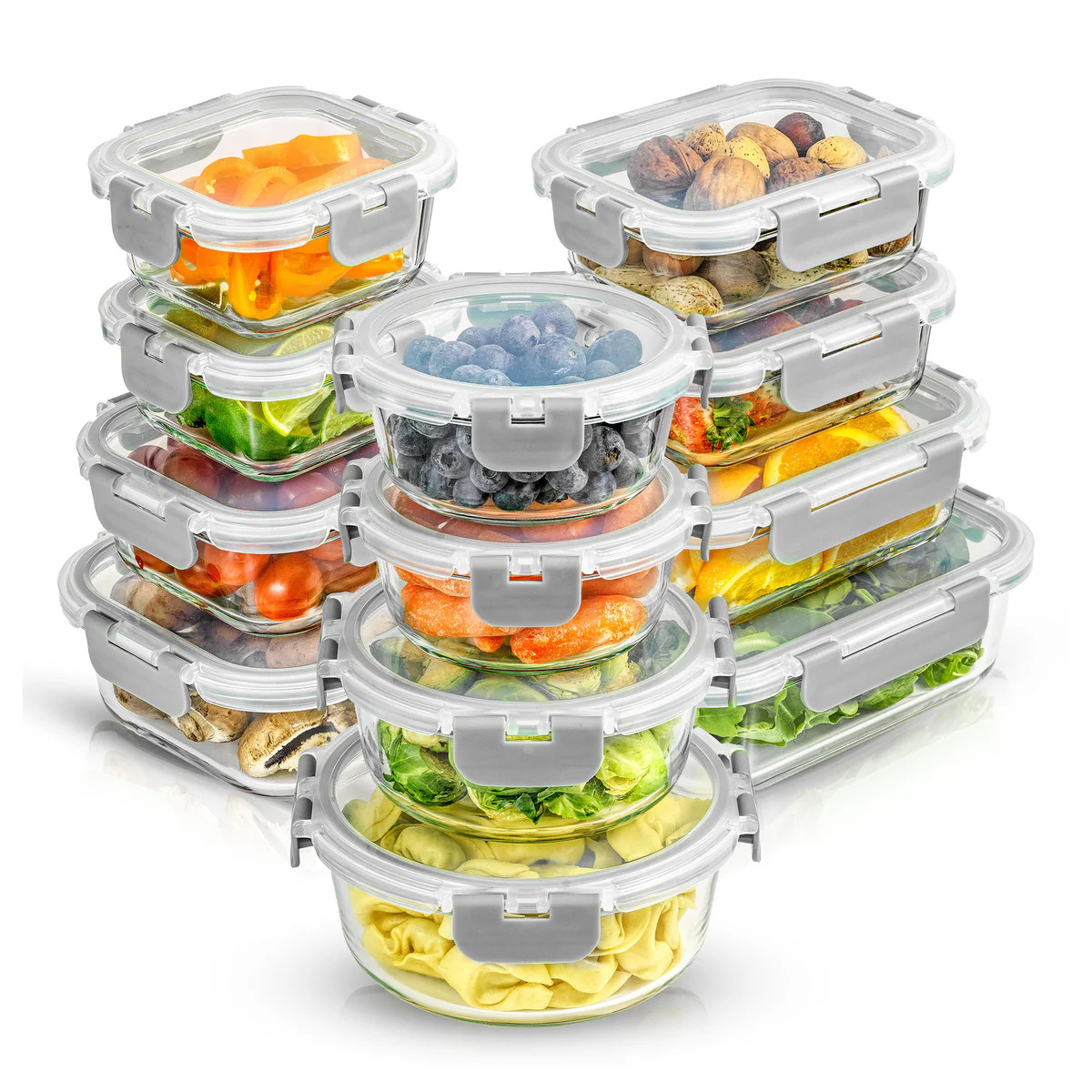 JoyFul 12 Glass Storage Containers with Leakproof Lids Set | JoyJolt