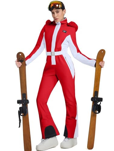 Women's One Piece Ski Suit Waterproof Snowsuits Snowboard Suits Slim Snow Jacket Insulated Outfits Jumpsuits Winter Sports(Red,Medium) | Amazon (US)