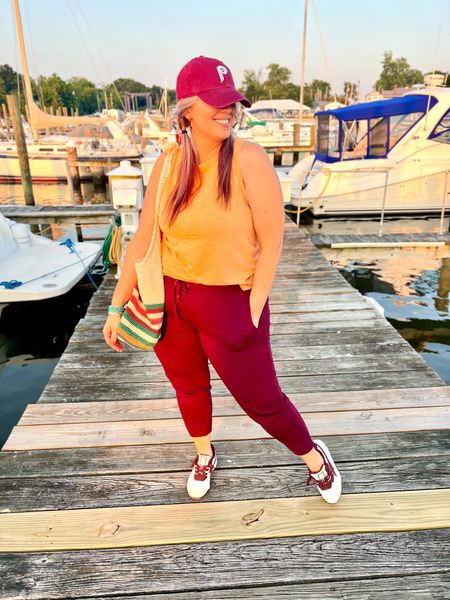 ✨SIZING•PRODUCT INFO✨
⏺ Knit Hobo Bag •• Walmart 
⏺️ Peach Tank •• L •• TTS •• Walmart 
⏺️ Green Longline Sports Bra •• XL •• TTS •• Yvette Sportswear
⏺️ Turquoise Boho Bracelet Set •• SHEIN
⏺️ Hoop Earrings •• SHEIN
⏺ Puma Sneakers •• linked similar 
⏺ Maroon Burgundy Baseball Cap Hat •• linked similar 
⏺ Maroon Burgundy Joggers •• linked similar 

👋🏼 Thanks for stopping by!

📍Find me on Instagram••YouTube••TikTok ••Pinterest ||Jen the Realfluencer|| for style, fashion, beauty and…confidence!

🛍 🛒 HAPPY SHOPPING! 🤩

#walmart #walmartfinds #walmartfind #founditatwalmart #walmart style #walmartfashion #walmartoutfit #walmartlook  #amazon #amazonfind #amazonfinds #founditonamazon #amazonstyle #amazonfashion #lounge #loungewear #loungeoutfit #loungewearoitfit #loungestyle #loungewearstyle #loungefashion #loungewearfashion #loungelook #loungewearlook  #joggers #style #fashion #joggersoutfit #joggeroutfit #joggerslook #joggerlook #joggersstyle #joggerstyle #joggersfashion #joggerfashion #joggeroutfitinspiration #joggersoutfitinspiration #joggerinspo #joggeroutfitinspo #joggersoutfitinspo #sneakersfashion #sneakerfashion #sneakersoutfit #tennis #shoes #tennisshoes #sneakerslook #sneakeroutfit #sneakerlook #sneakerslook #sneakersstyle #sneakerstyle #sneaker #sneakers #outfit #inspo #sneakersinspo #sneakerinspo #sneakerinspiration #sneakersinspiration #orange #outfit #orangeoutfit #orangeoutfitinspo #orangeoutfitinspiration #orangelook #orangestyle #orangefashion #outfitwithorange #lookwithorange #withorange #featuringorange #colorful #colorfuloutfit #colorfullook #colorfulinspo 
#under10 #under20 #under30 #under40 #under50 #under60 #under75 #under100
#affordable #budget #inexpensive #size14 #size16 #size12 #medium #large #extralarge #xl #curvy #midsize #blogger #vlogger
budget fashion, affordable fashion, budget style, affordable style, curvy style, curvy fashion, midsize style, midsize fashion


#LTKcurves #LTKunder100 #LTKunder50