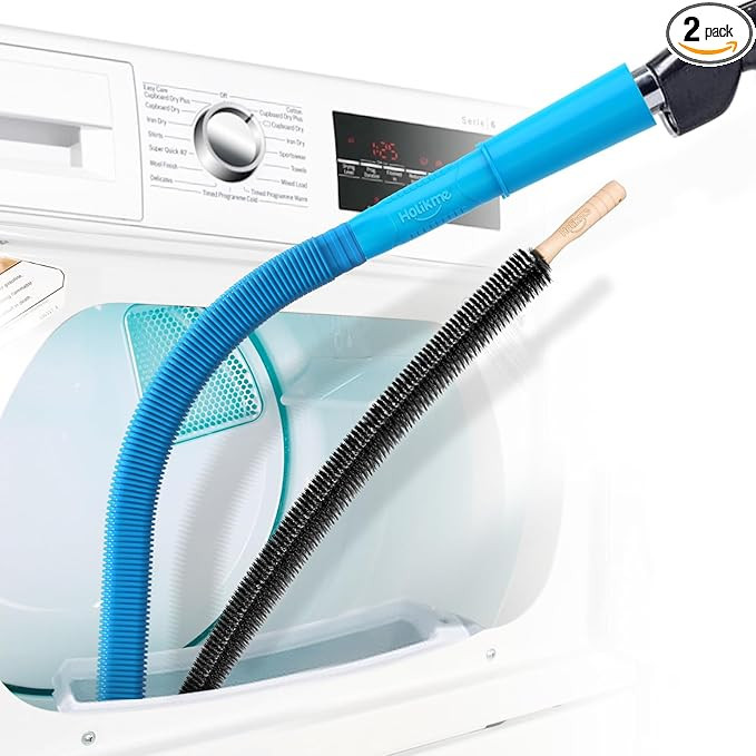 Holikme 2 Pieces Dryer Vent Cleaner Kit, Dryer Lint Vacuum Attachment and Flexible Dryer Lint Bru... | Amazon (US)