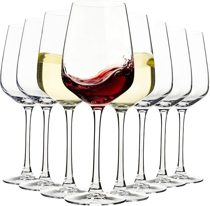15oz Wine Glasses Set of 8, Thickened Stemmed Glasses for Red/White Wine, Heavy Base Clear Red Wi... | Amazon (US)