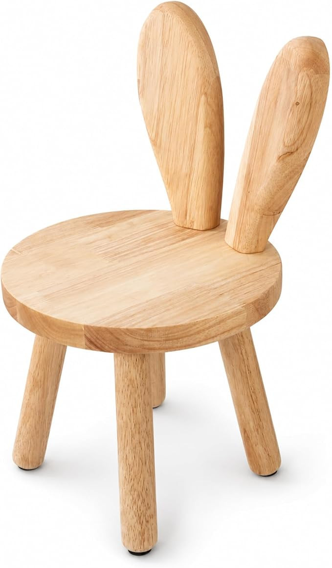 Bunny Chair for Ages 1.5-4 - Small Toddler Wooden Chair with 9.25" Seat Height, Solid Wood Rabbit... | Amazon (US)