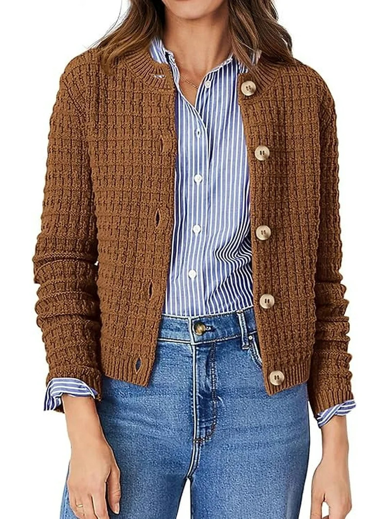 PrettyGarden Women's Cotton Knit Cardigan Sweater, Sizes S-2XL | Walmart (US)