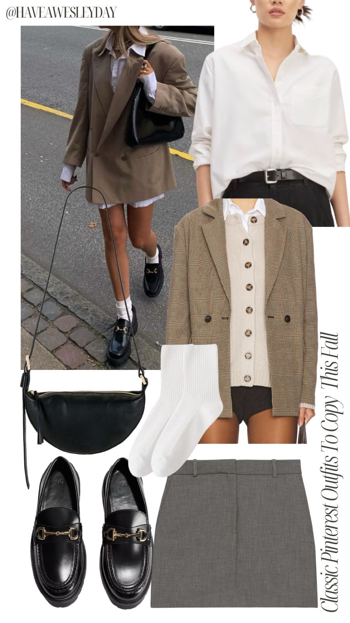 Classic Pinterest Outfits to Copy This Fall | oversized plaid blazer, white button down shirt, black bag for fall, leather black loafers, crew socks, mini skirt

Classic style, classy outfits, preppy style, Pinterest girl outfit, fall outfit ideas, fall workwear, capsule wardrobe 

#LTKStyleTip #LTKWorkwear #LTKSeasonal