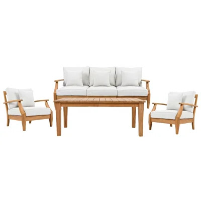 Matinque 4 Piece Teak Outdoor Conversation Sofa Set | Perigold