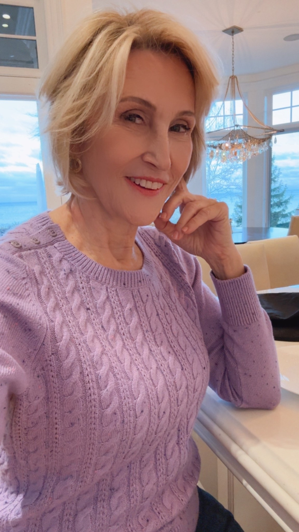 Winter has no power over your mood when you are wearing a pretty lavender cable knit sweater like this. On sale@talbotsofficial

#LTKSaleAlert #LTKootd #LTKOver40