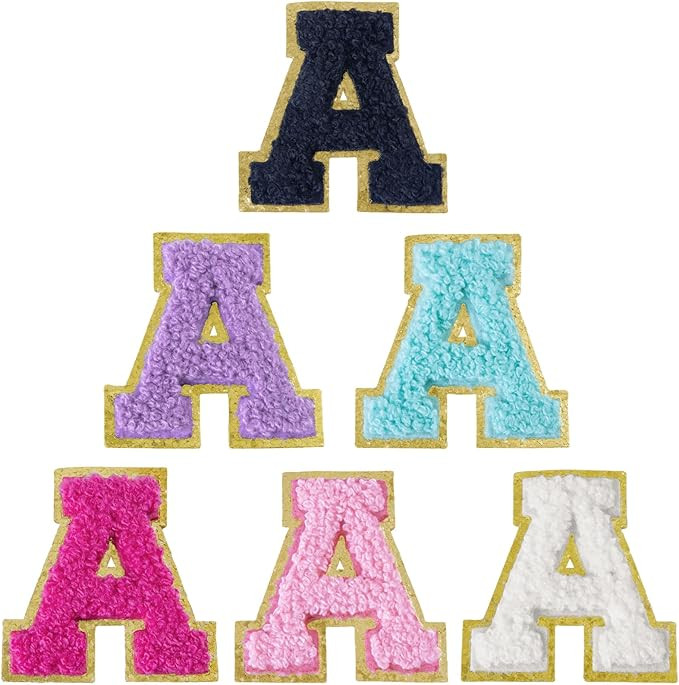 6 Pcs Self Adhesive Chenille Letter Patches for Bags, 2 inch Preppy Varsity Letter Patches for Cl... | Amazon (US)