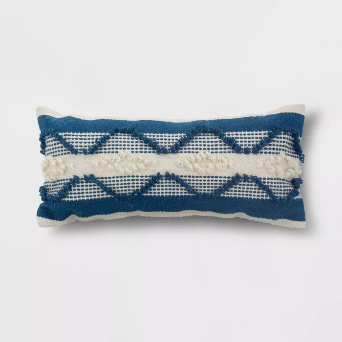 Decorative Woven Lumbar Throw Pillow Navy/Cream - Threshold™ | Target