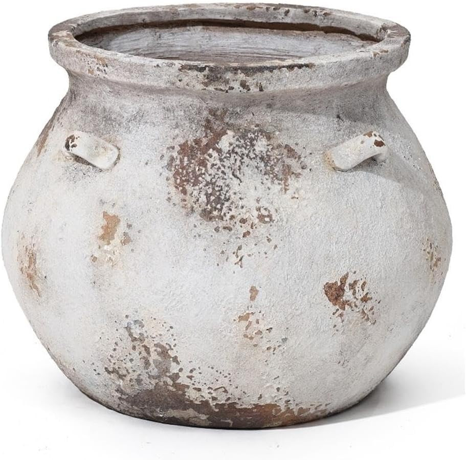 LuxenHome 15'' Dia Round Large Plant Pots, Off White Indoor Outdoor Planters with Drainage Holes,... | Amazon (US)