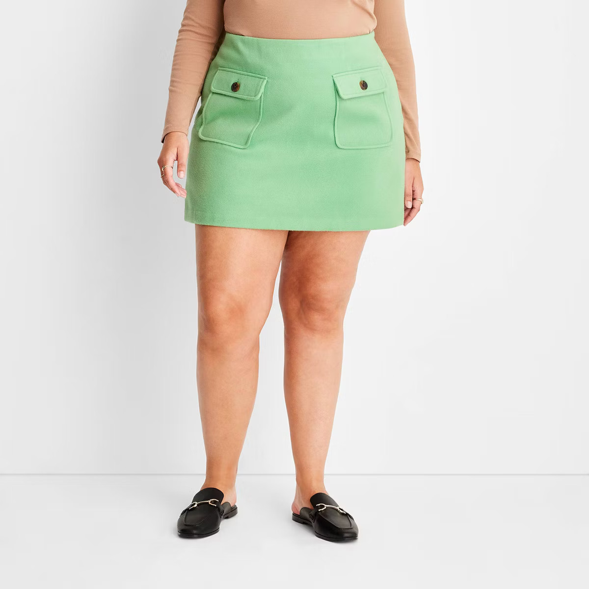 Women's Felt Double Front Pocket Mini Skirt - Future Collective™ with Reese Blutstein Green | Target