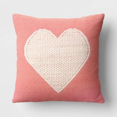 Large Textured Heart Square Throw Pillow Pink/Beige - Threshold&#8482; | Target