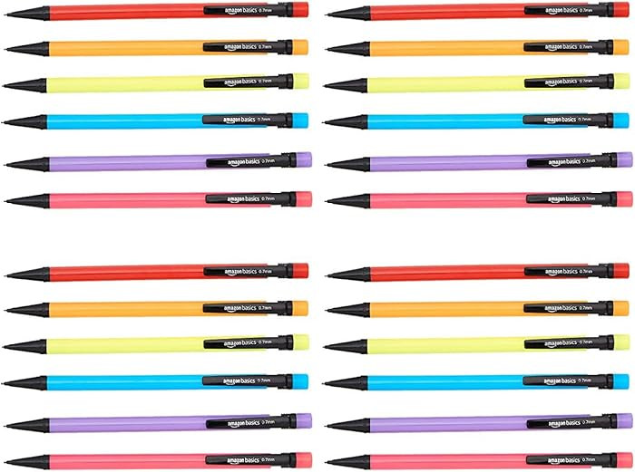 Amazon Basics Mechanical Pencils 0.7mm For Writing, Drawing, Bulk Office and School Supplies, Mul... | Amazon (US)